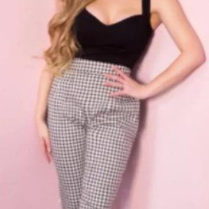 CIGARETTE PANTS IN BLACK/WHITE GINGHAM - VIXEN BY MICHELINE PITT